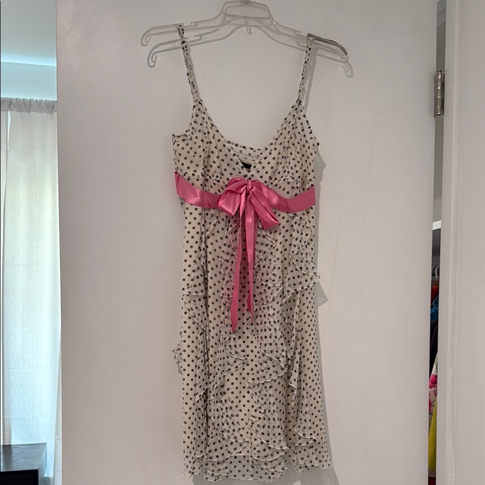 BCBGMaxAzria Cream and Pink Chemise with Lace Trim